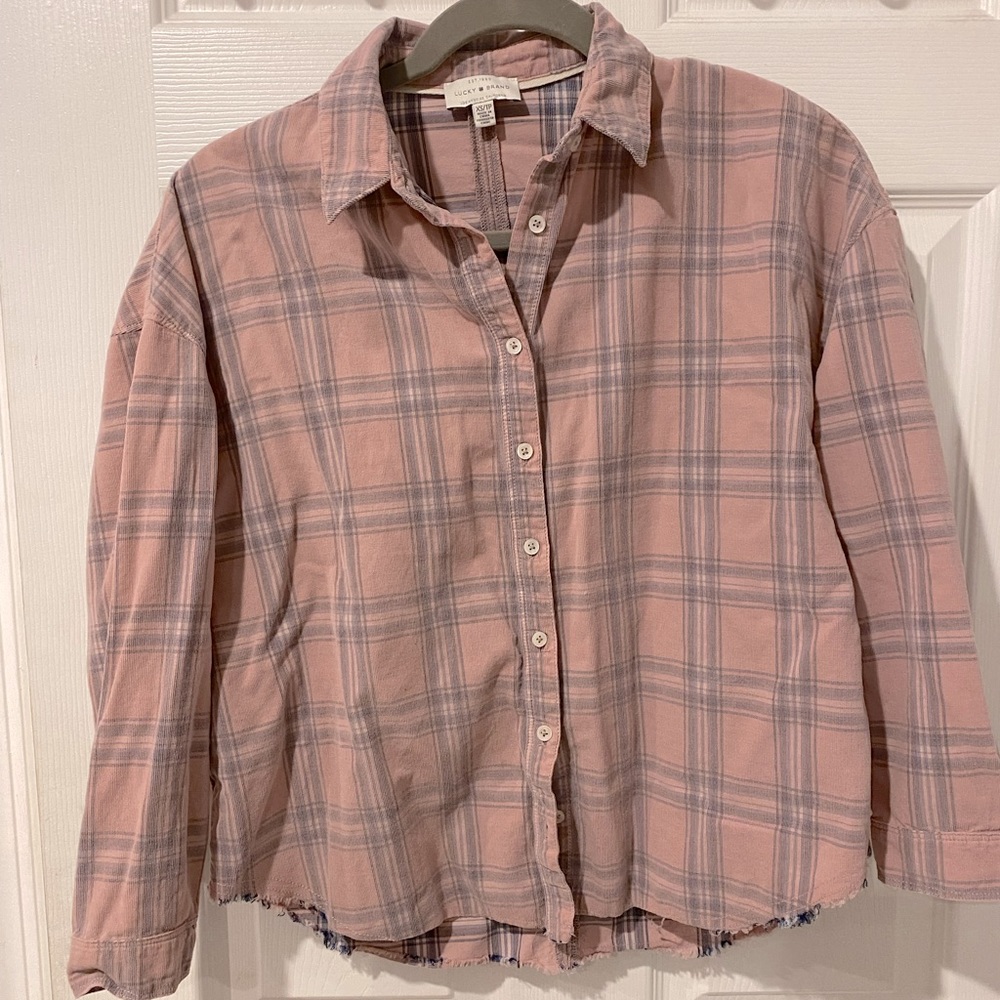 lucky brand pink shirt- cropped